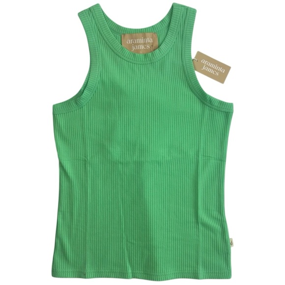 Araminta James Tops - The Everyday Tank in Honeydew Green Scoop Neck Cotton Waffle Size 8 Small NWT